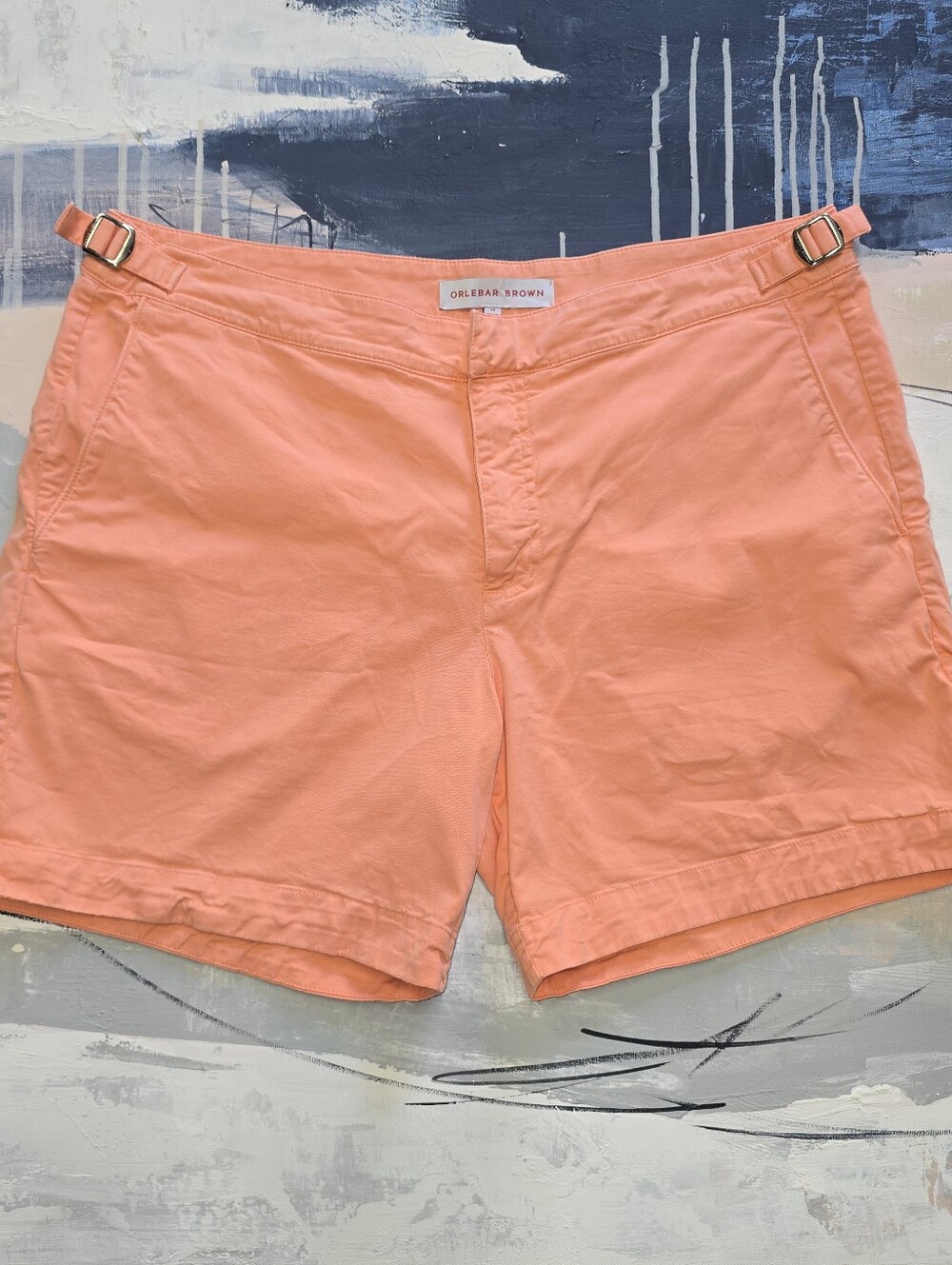 ORLEBAR BROWN Peach Orange Bulldog Shorts Sz 34 Adjustable Made In Portugal